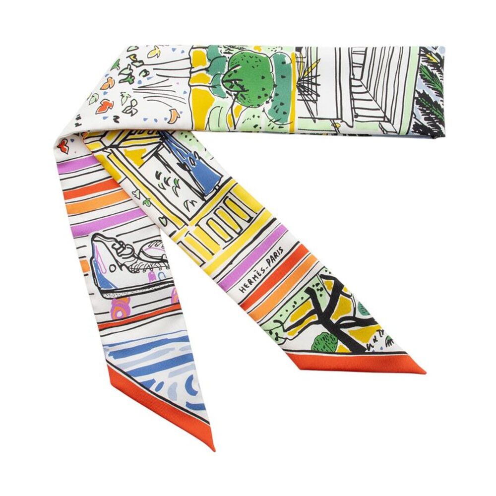 Hermes Silk Rayures d'Ete Twilly Scarf